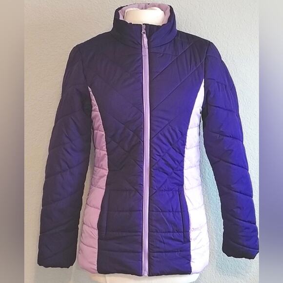Roebuck & Co. NEW Purple Tonal Pocketed Quilted Puffer Jacket Ski Coat XL 16 - Picture 1 of 14